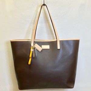 Coach XL Brown Saffiano Leather Metro Tote F24341